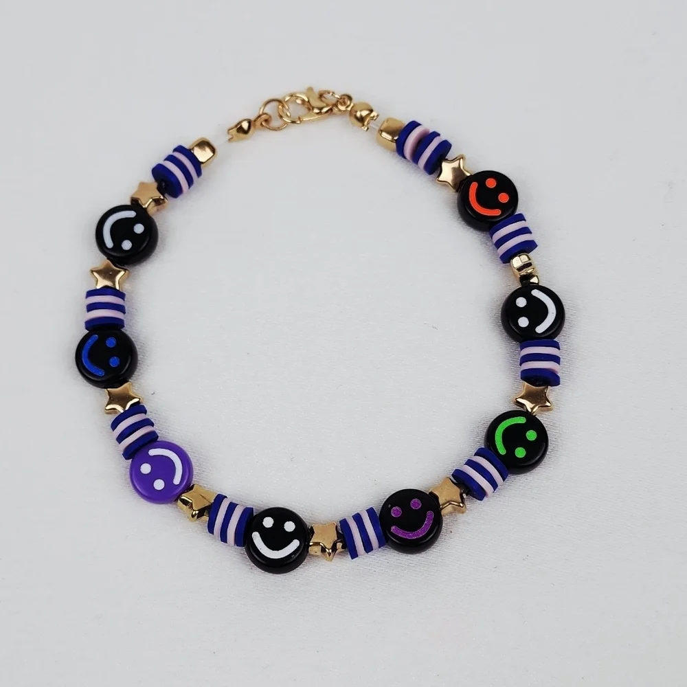 Handmade Smiley Face Star Multi Color Bracelet